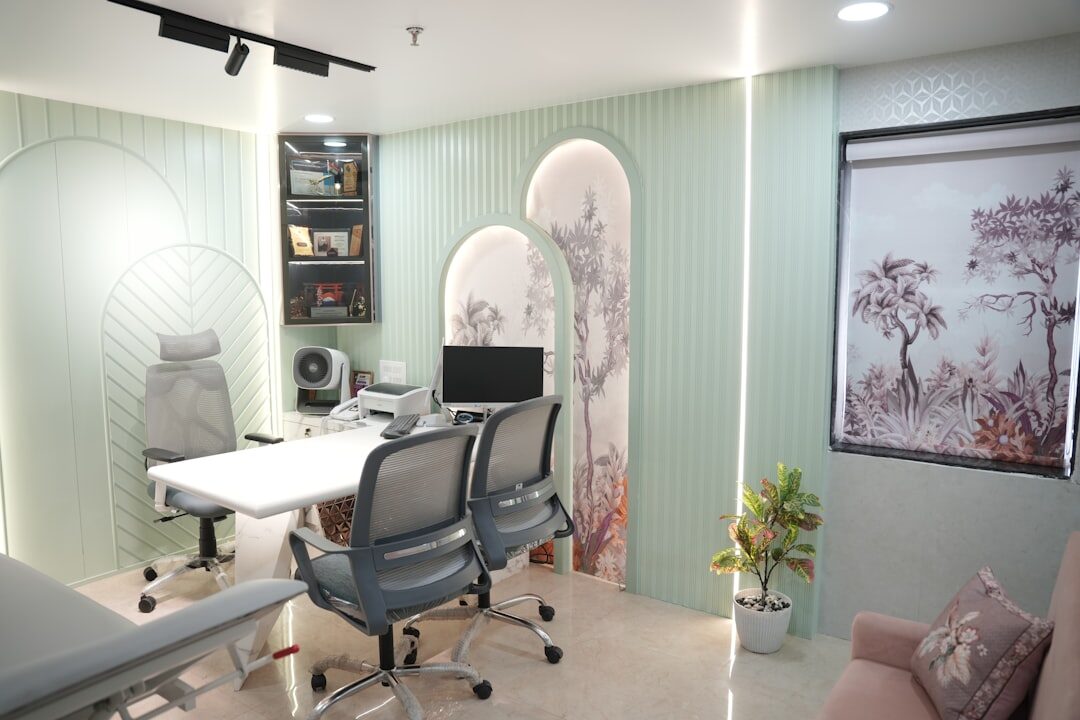 Modern editorial office reception area