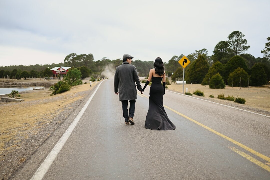romantic couple walking